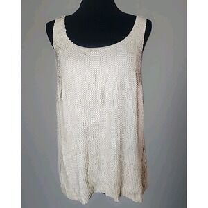 Theory Dominique Sequin Silk Tank Top S Ivory‎ Racerback Party Holiday Chic Luxe